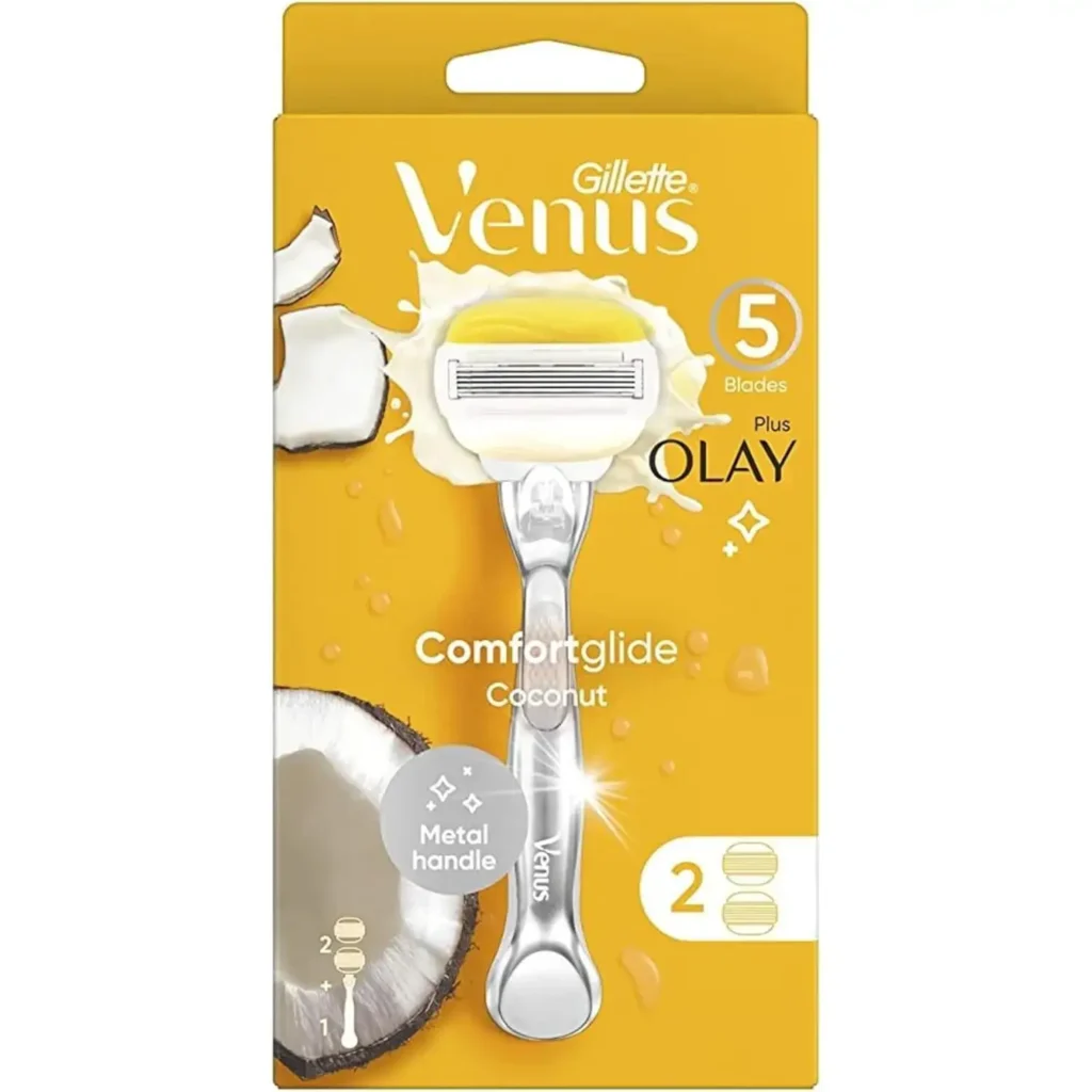 تیغ اصلاح زنانه ژیلت ونوس اولای کامفورت گلاید مرطوب کننده رایحه نارگیل+2یدک